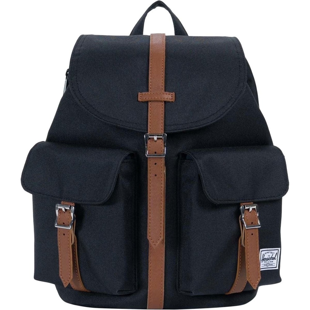 Herschel Supply Co Dawson Backpack Black Tan Canvas Laptop Bag Rucksack